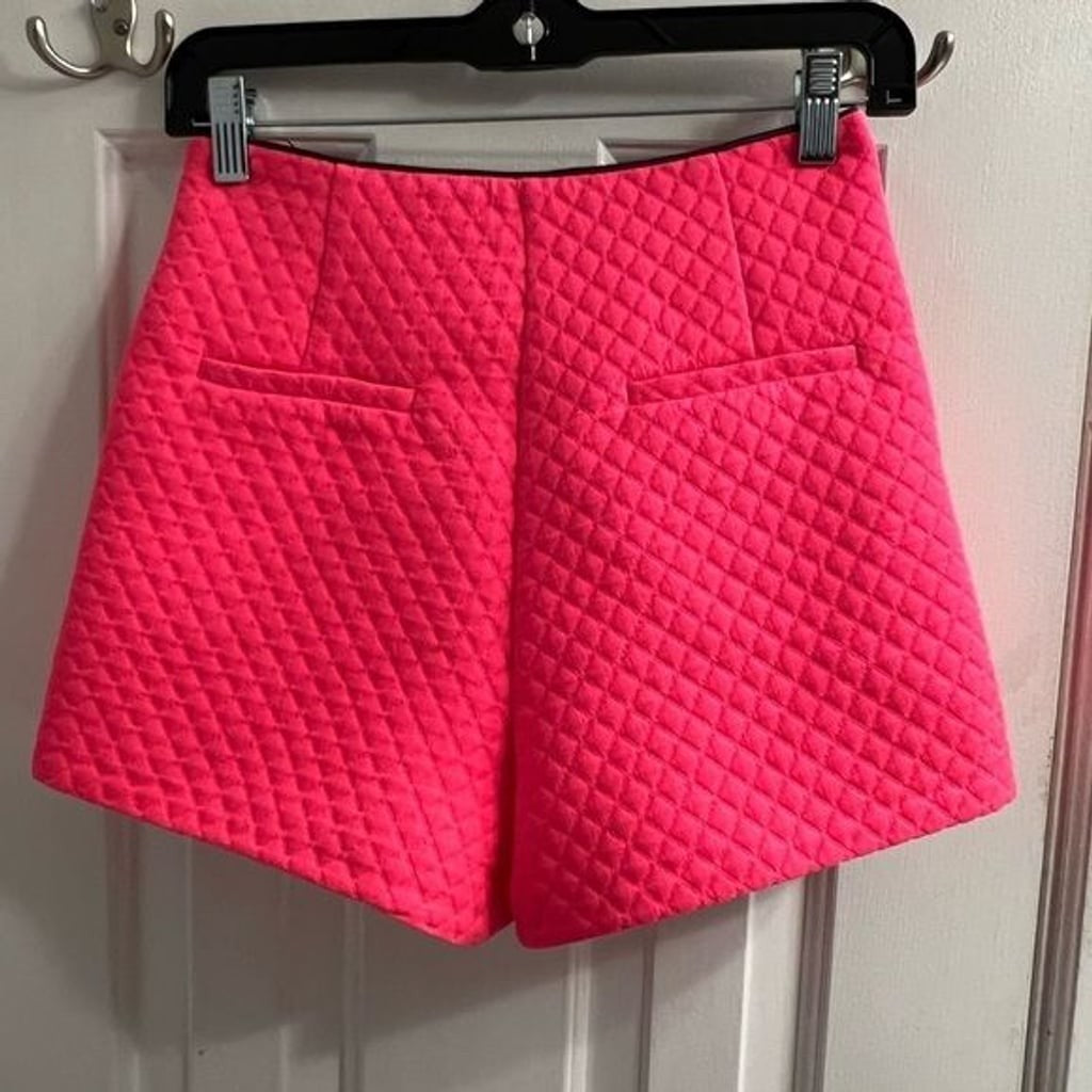 Topshop Pink Quilted High Waisted Shorts Sz 4 Small
