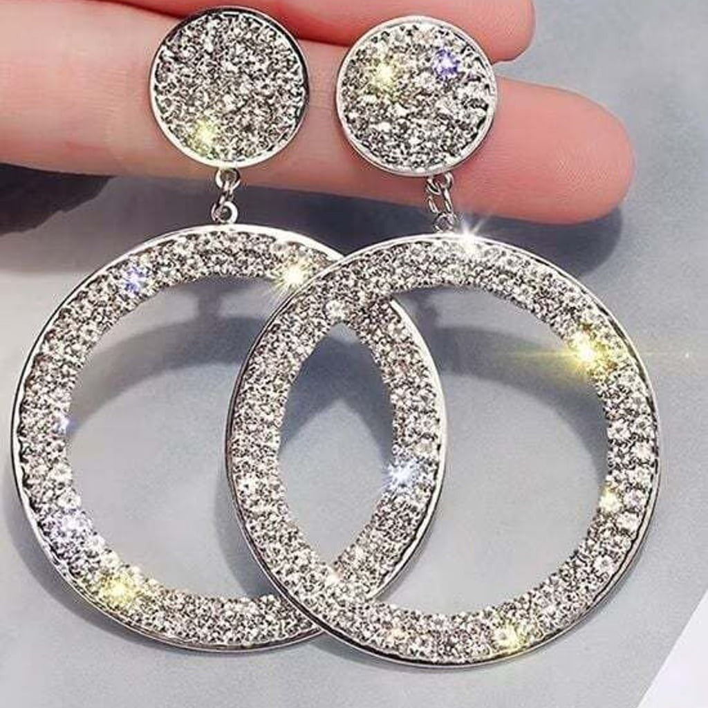 Radiant Silver Crystal Circle Drop Earrings