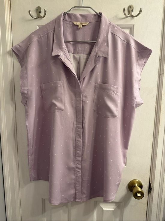 JACHS Girlfriend XL Lavender Cap Sleeve Button-Front Blouse