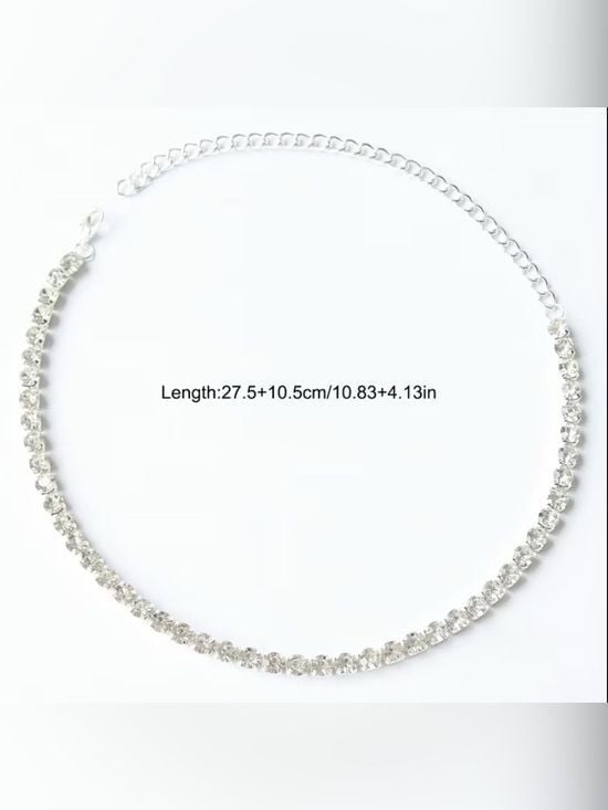 Gold Crystal Tennis Necklace with Clear Stones - Women Jewelry