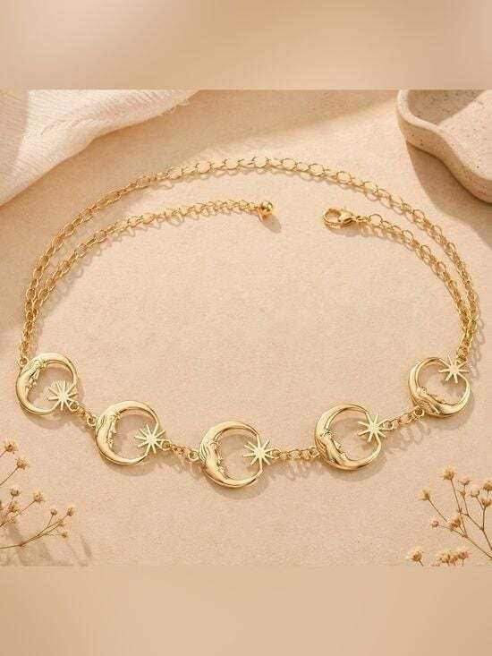 Gold Moon & Star Link Belt - Women Accessories