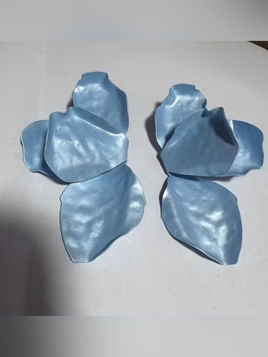 Sculpted Petal Drop Earrings in Pale Blue