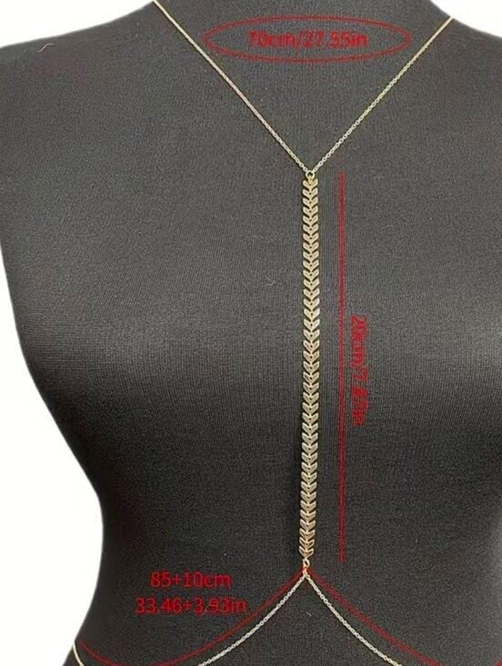 Gold Leaf Y-Chain Body Necklace - Elegant Women Jewelry