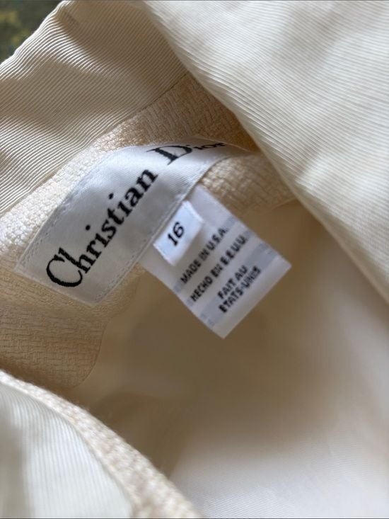 Dior Cream Double-Breasted Blazer with Gold Buttons Size 16 Fits L/XL