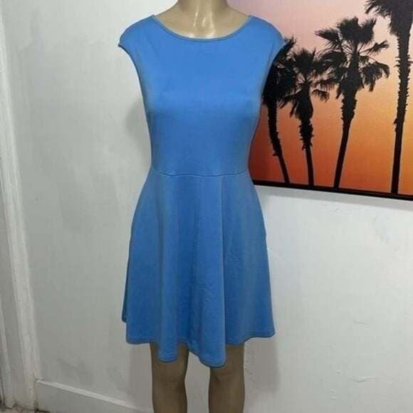 HOST PICK NEW YORK & CO Baby Blue Skater Dress Pockets Fit & Flare Medium