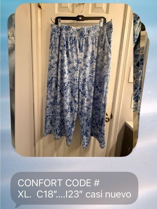Comfort Code XL Blue & White Abstract Animal Print Lounge Pants w/ Pockets