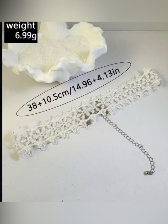 White Crochet Lace Choker Necklace - Women Jewelry