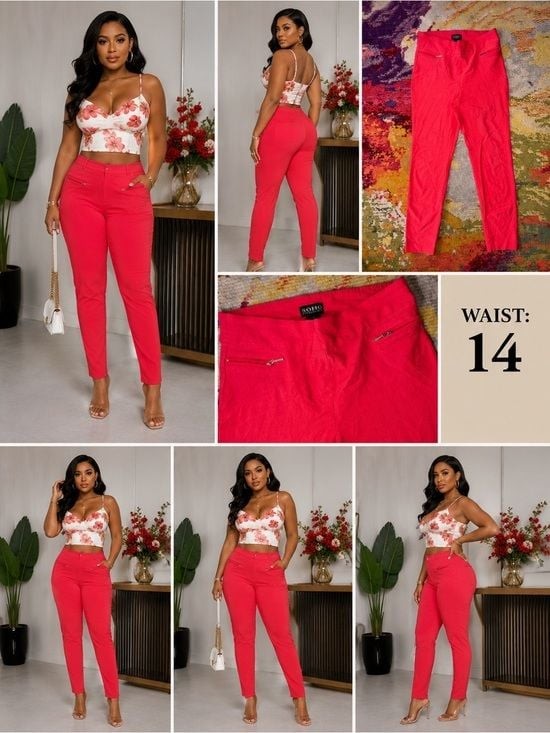 Soho Neon Pink Cropped Slim Ankle Pants Small