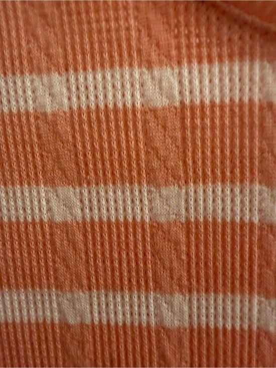 croft & barrow Peach and White Striped Long-Sleeve Tee Perite Large