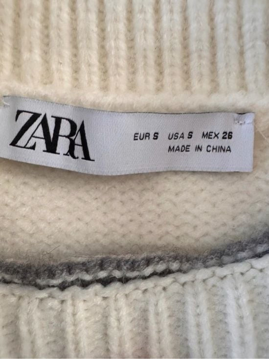 Zara Gray & Cream Contrast Cable Knit Sleeveless Sweater Vest Small