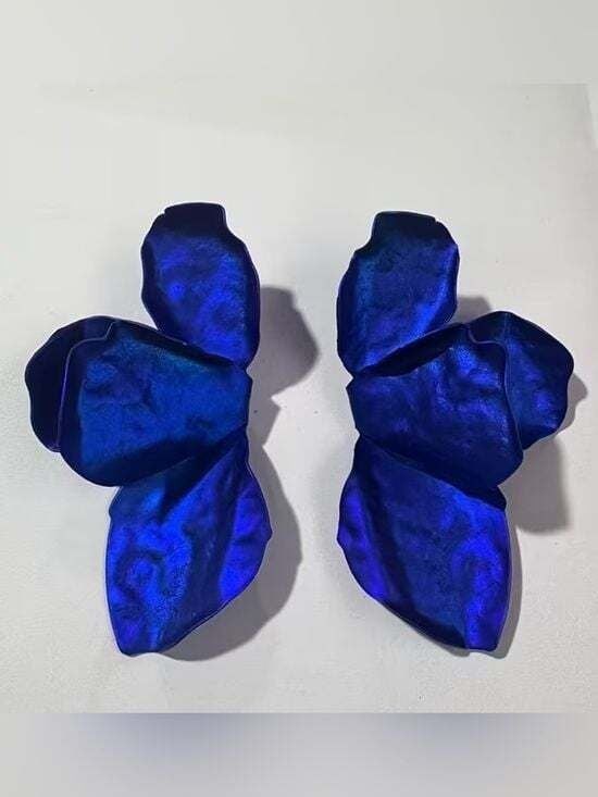 Scarlet Elias Statement Blue Petal Earrings - Vibrant Lightweight Floral Drop