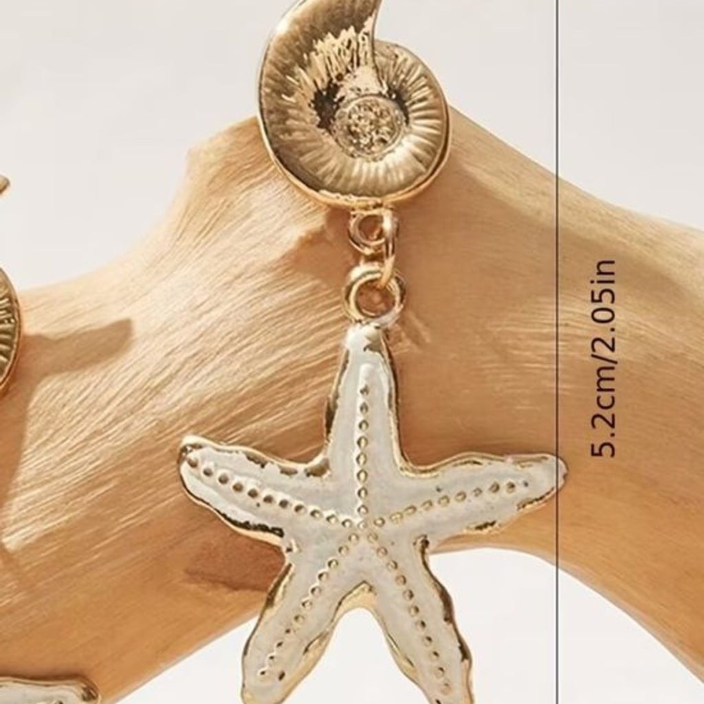 Elegant Beach Starfish Drop Earrings - Coastal Women’s Jewelry