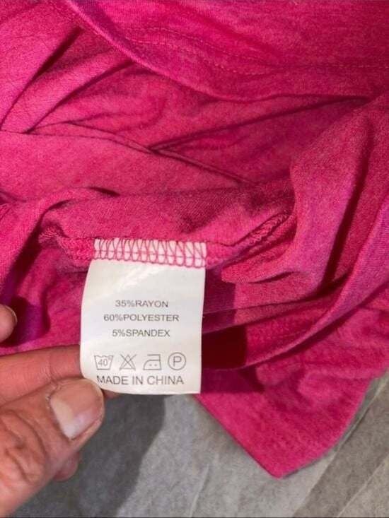 Women's Hot Pink Henley 3/4 Sleeve Top Button Detailed Top Medium