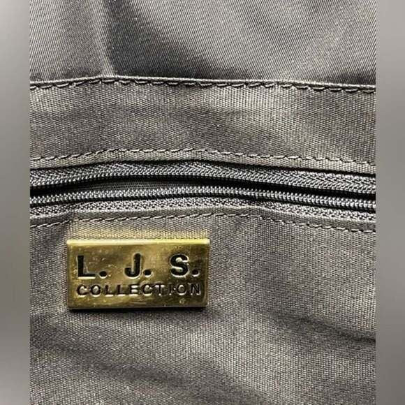 LJS Collection Elegant Shoulder Bag Tote Black Gold Carry On 17x12”