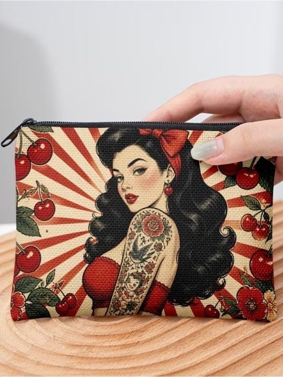 Retro Cherry Pin-Up Cosmetic Bag in Red