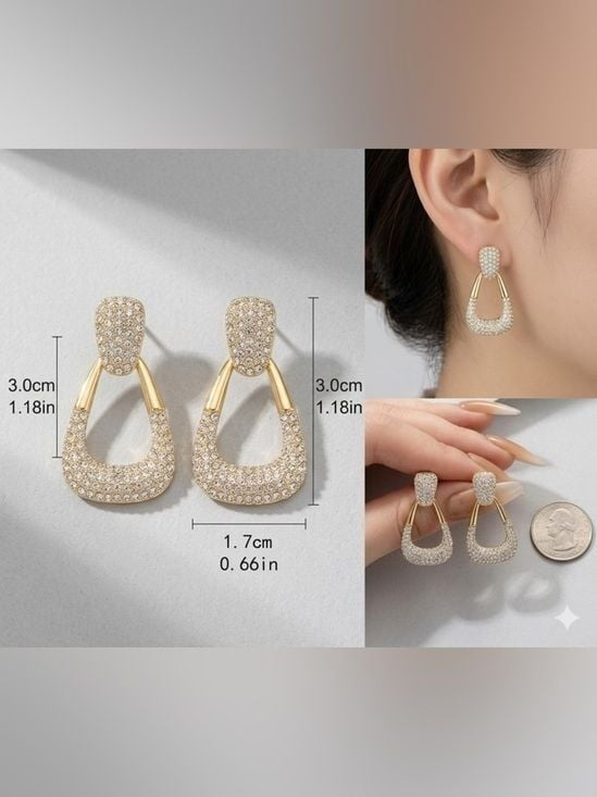 Gold Pavé Teardrop Hoop Earrings - Women Jewelry