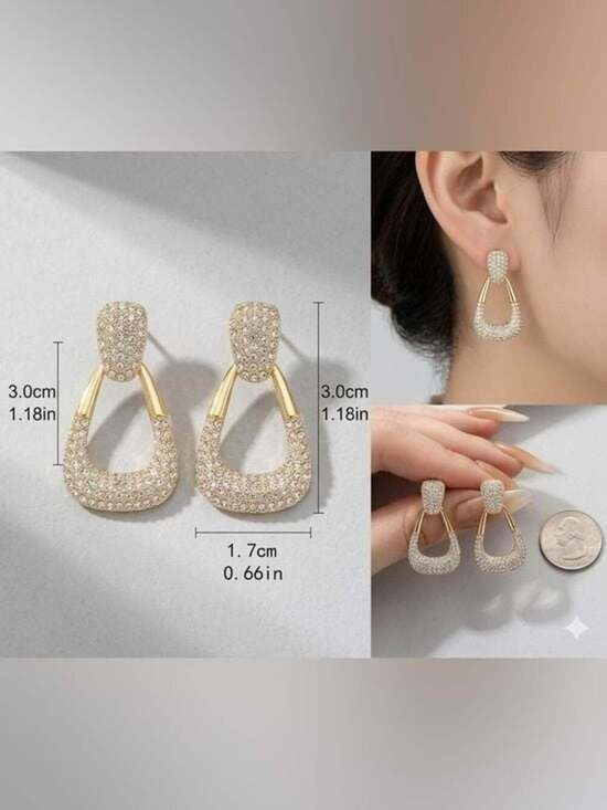 Gold Pavé Teardrop Hoop Earrings - Women Jewelry