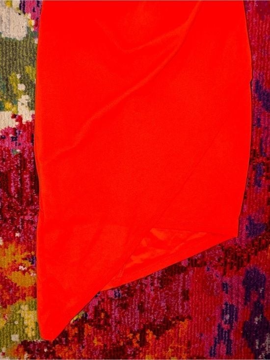 Derek Heart Bright Orange Asymmetrical Surplice Dress Small