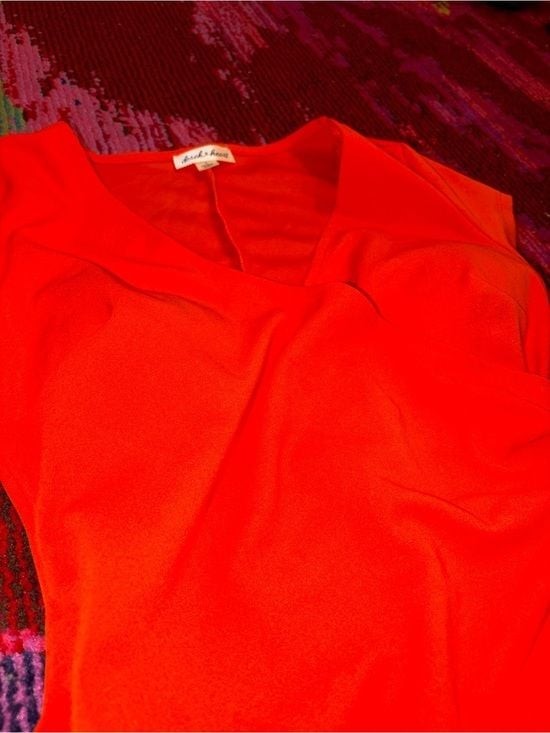 Derek Heart Bright Orange Asymmetrical Surplice Dress Small
