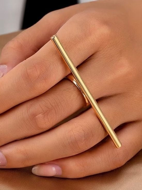 Minimalist Geometric Horizontal Bar Statement Ring