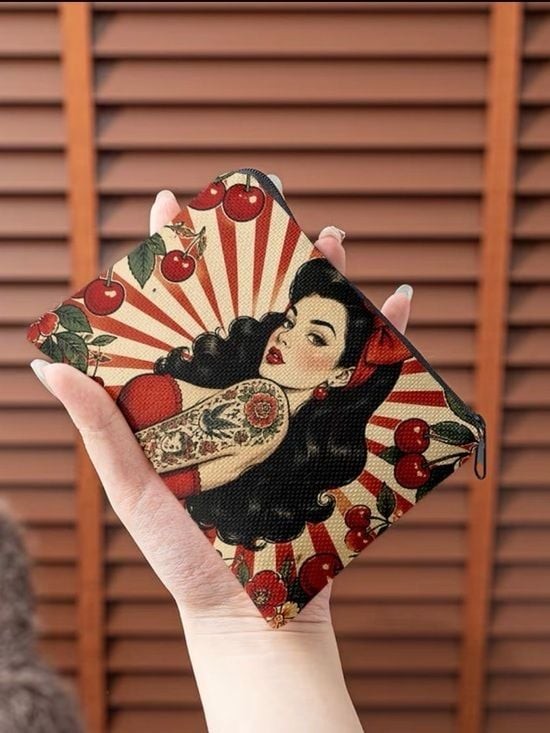 Retro Pin-Up Cherry Cosmetic Bag in Red