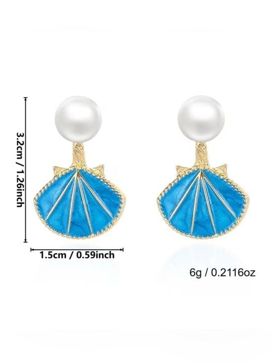 Gold-Trim Pearl & Shell Drop Earrings - White