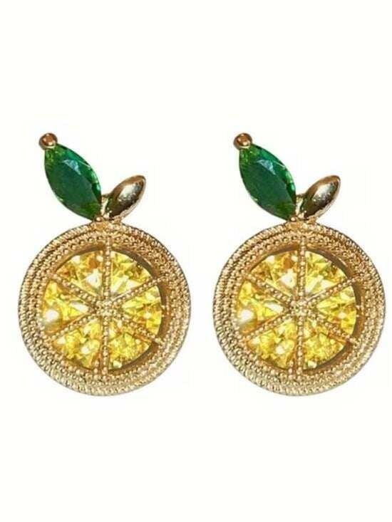Citrus Drop Earrings with Yellow and Green Crystal Accents