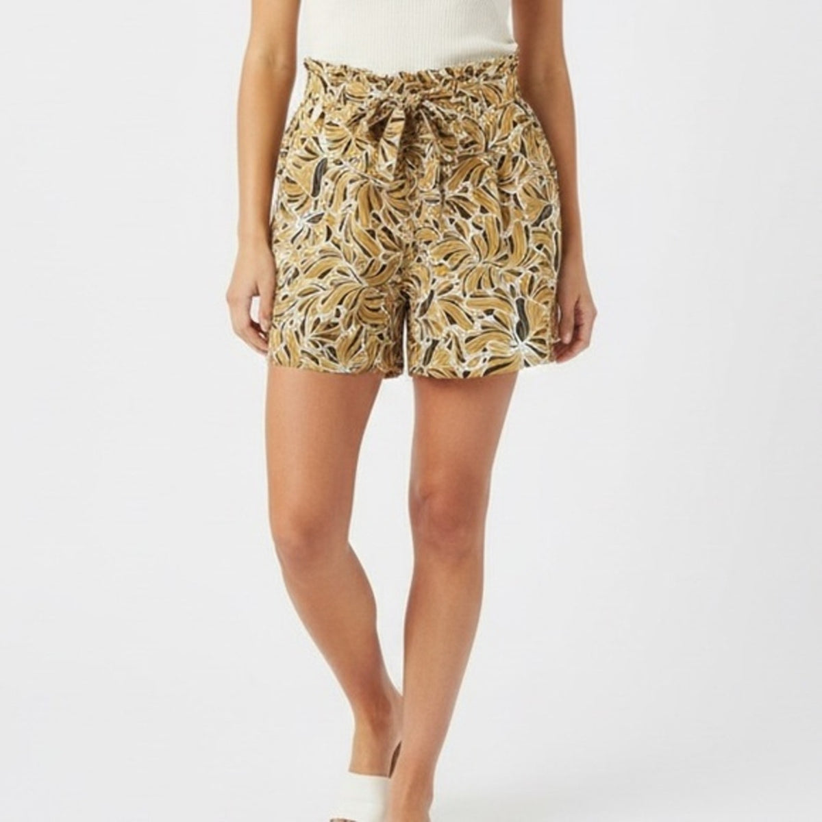 DR2 High Waist Leaf Print Shorts - Tan and Black 2XL