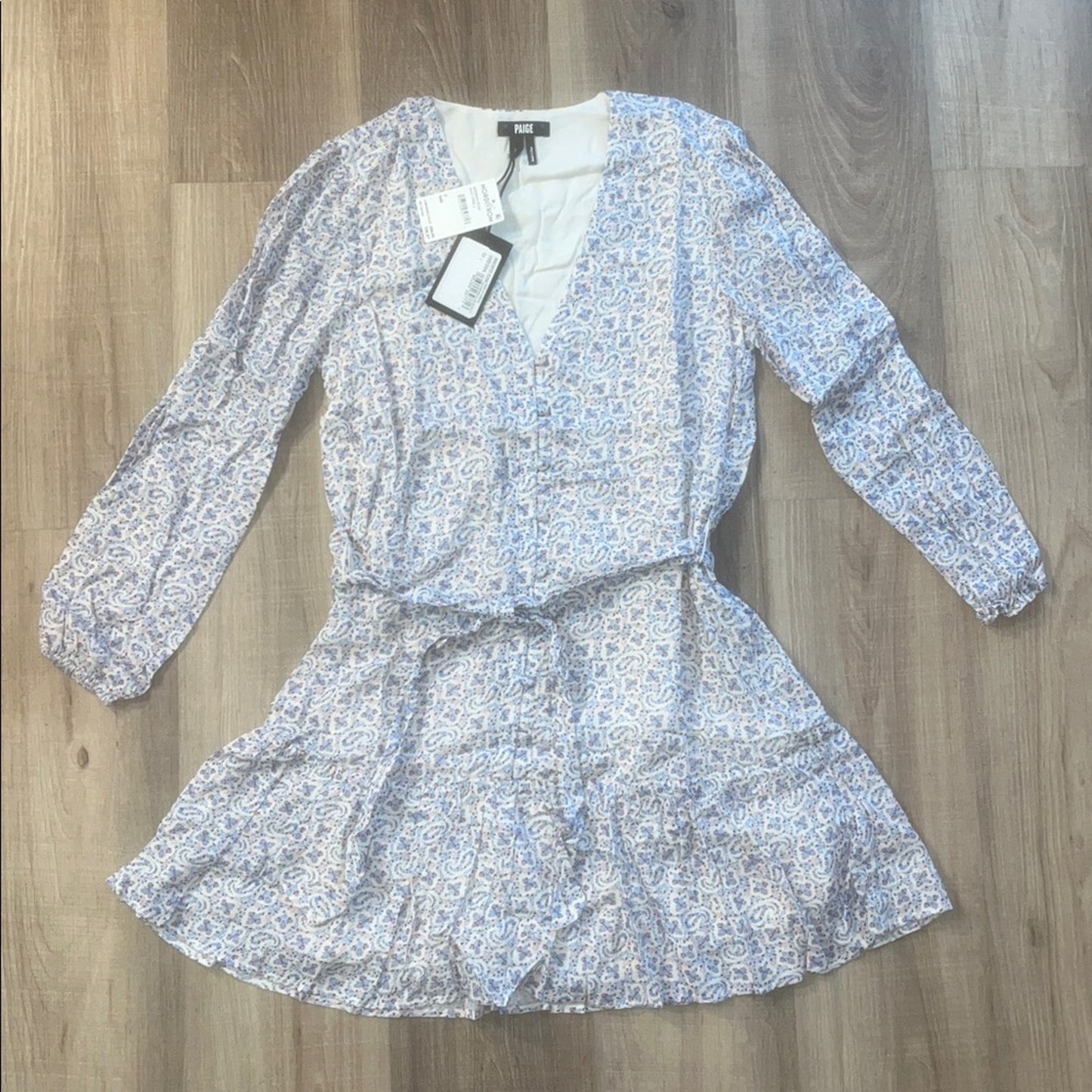 Last One NWT$107 PAIGE Floral Mini Dress in White Blue Sz 2