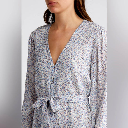 Last One NWT$107 PAIGE Floral Mini Dress in White Blue Sz 2