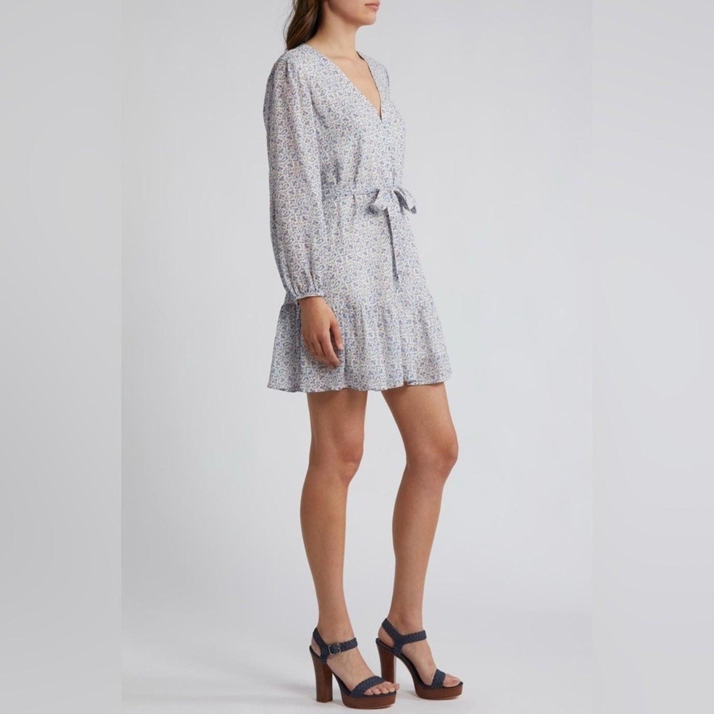 Last One NWT$107 PAIGE Floral Mini Dress in White Blue Sz 2