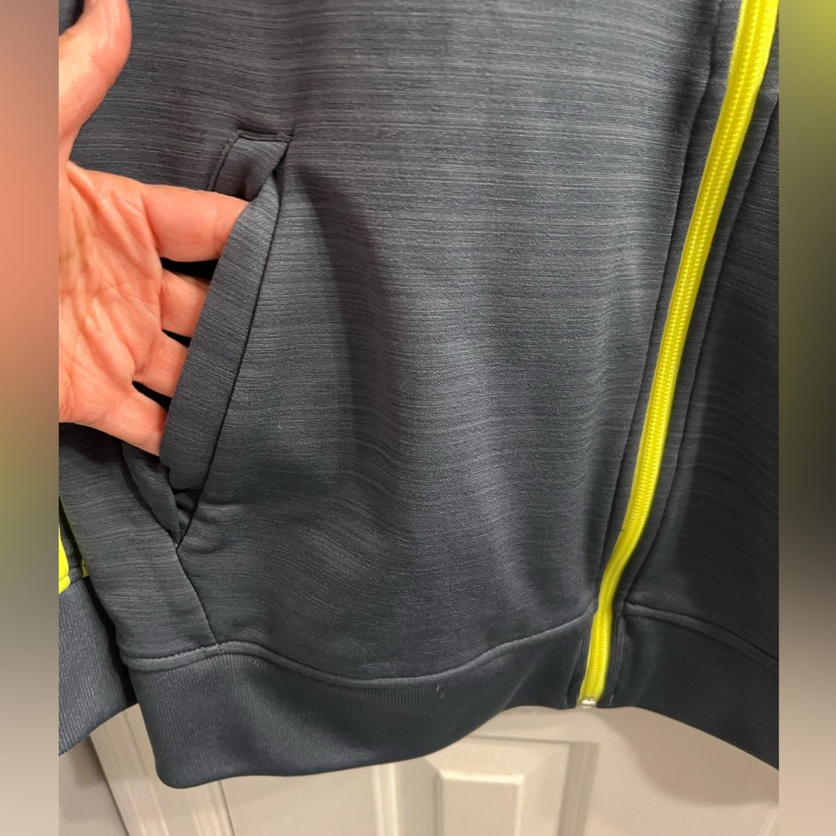 [JUST IN] ✨ Adidas Climalite Grey & Neon Yellow Full Zip Track Jacket Large