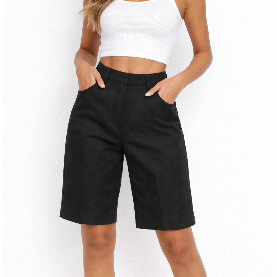 [JUST IN} Theory Black Tailored Bermuda Shorts - Size 6 Classic Black High-end luxury Size 6