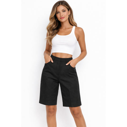 [JUST IN} Theory Black Tailored Bermuda Shorts - Size 6 Classic Black High-end luxury Size 6
