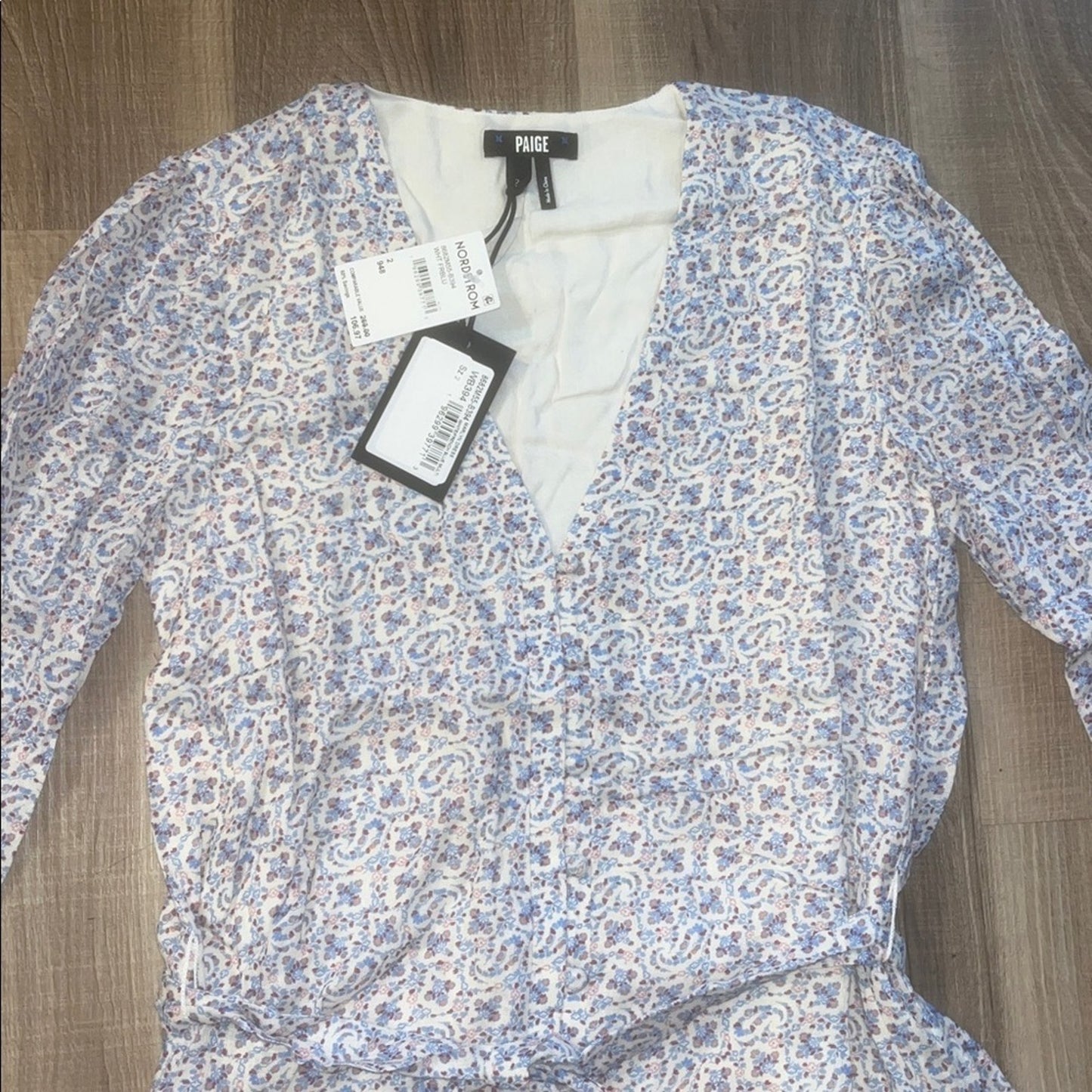 Last One NWT$107 PAIGE Floral Mini Dress in White Blue Sz 2
