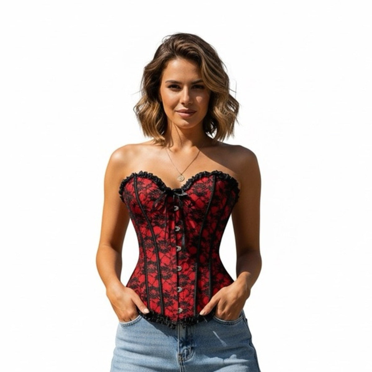 STUNNING Black Lace Corset Sz S