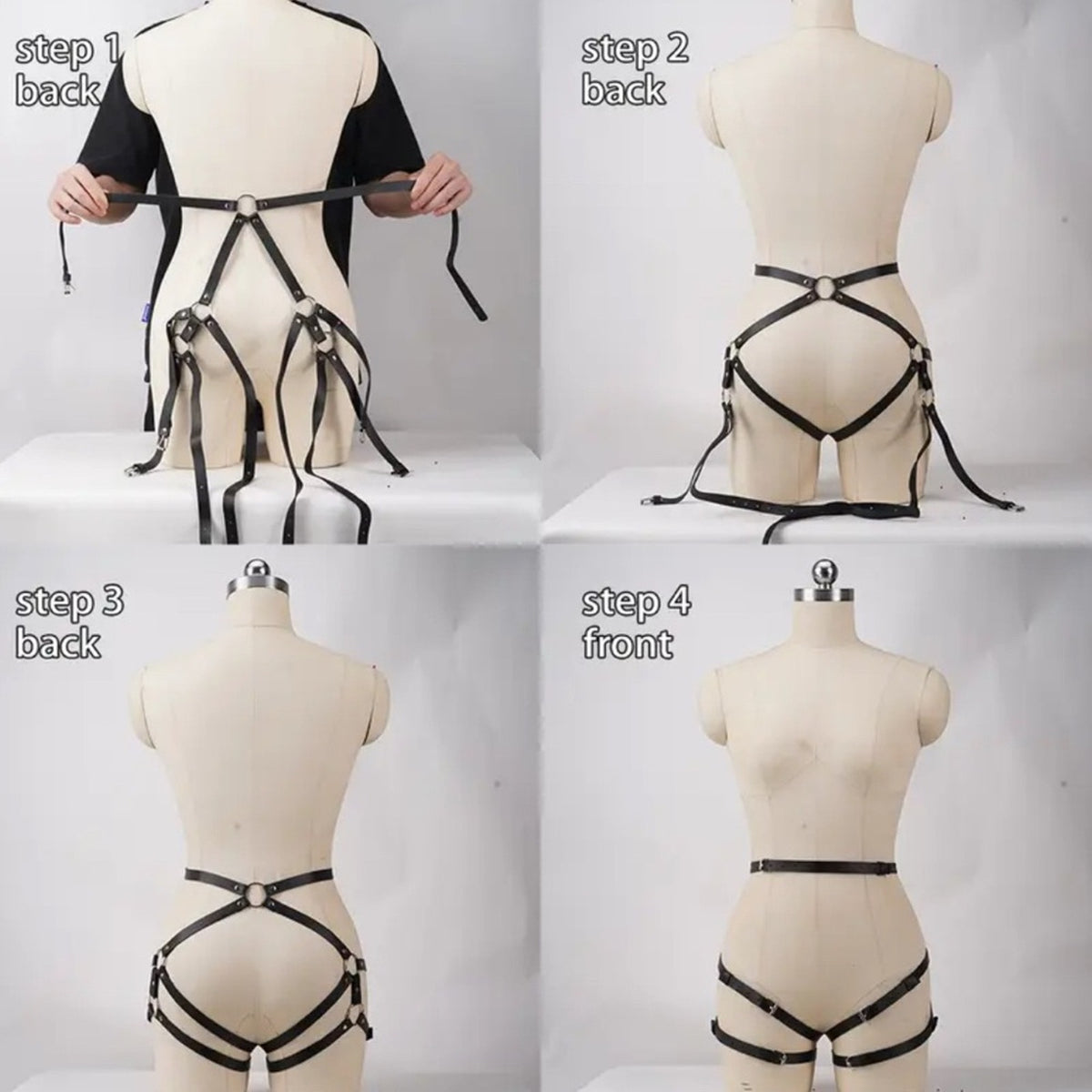 Sale! HOT! Leather Black Harness Garter Belt Straps