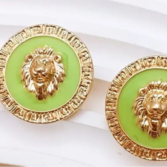 Last One! Stunning Lionshead Gold and Green Earrings