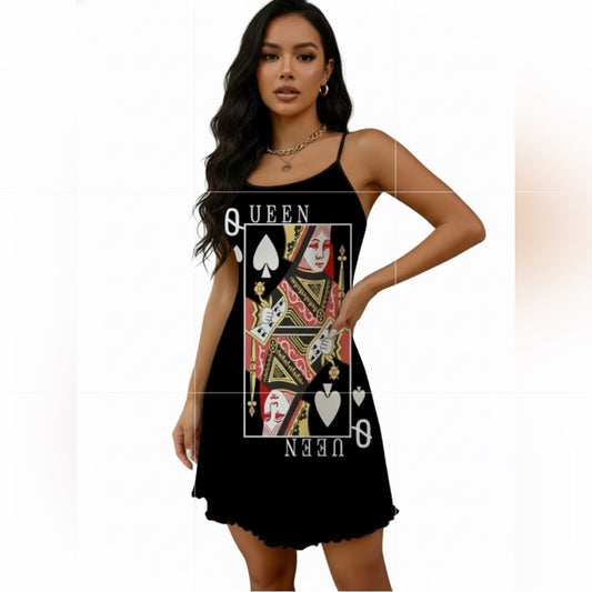 New! QUEEN Deck Card Summer Lounge Dress Sz L XL