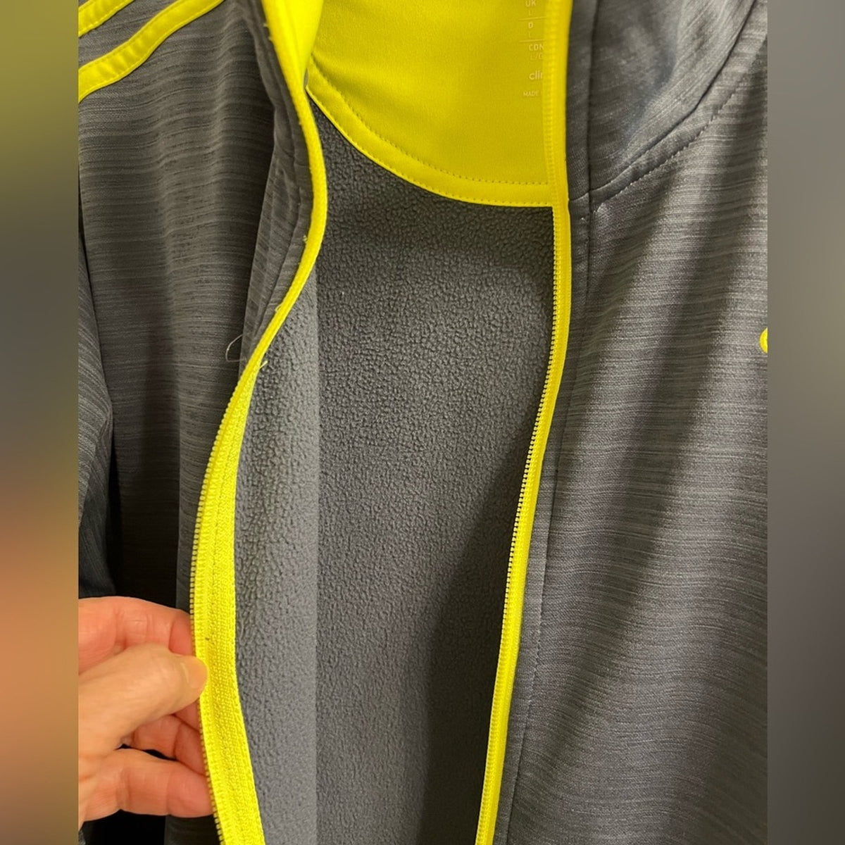 [JUST IN] ✨ Adidas Climalite Grey & Neon Yellow Full Zip Track Jacket Large