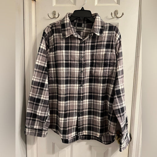 [JUST IN] Eddie Bauer Black and Gray Plaid Men's Shirt XL