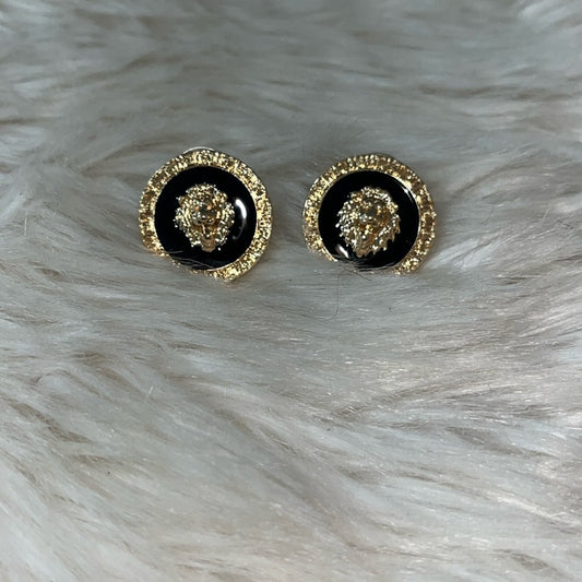 CLASSY Gold and Black Lion Head Earrings