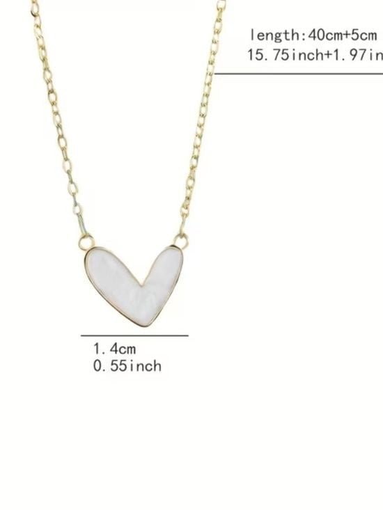 Gold-Tone White Heart Pendant Necklace