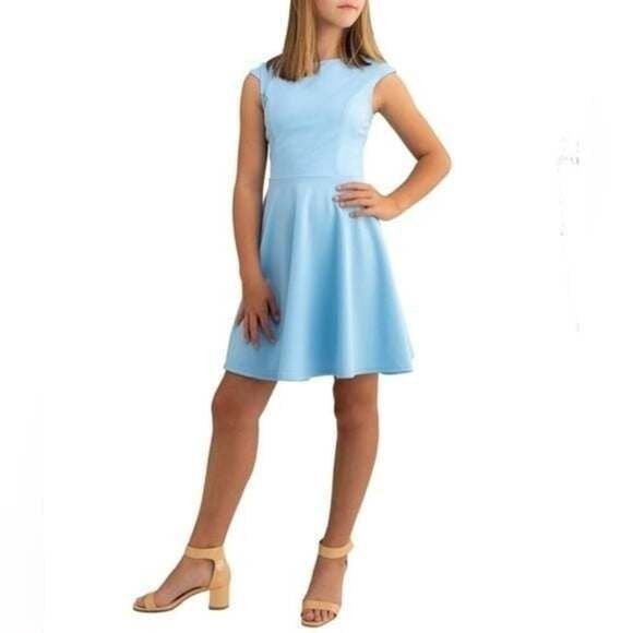 HOST PICK NEW YORK & CO Baby Blue Skater Dress Pockets Fit & Flare Medium