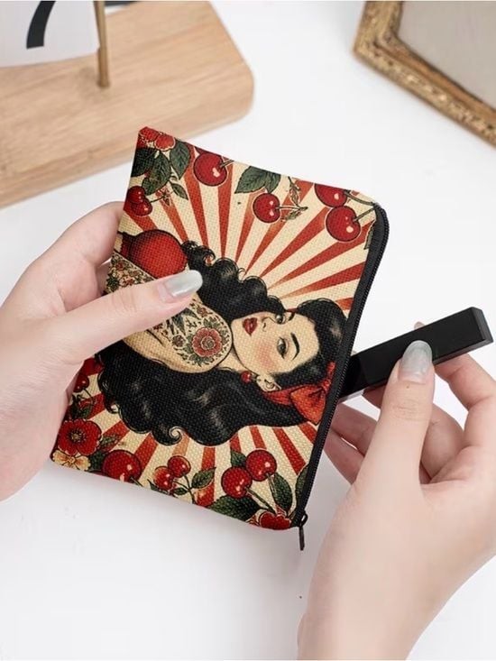 Retro Pin-Up Cherry Cosmetic Bag in Red