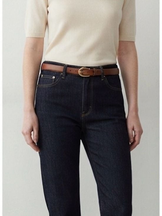 1 x Leather Waist Belt with Oval Buckle in Brown