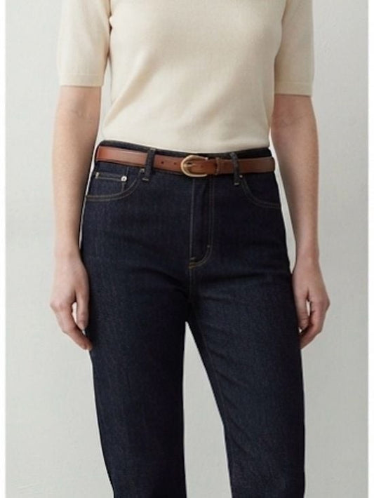 1 x Leather Waist Belt with Oval Buckle in Brown