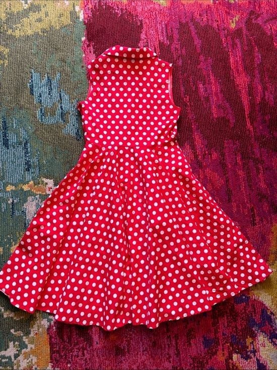 Grace Karin Red & White Polka Dot Sleeveless Fit-and-Flare Dress for Kids 10-11Y