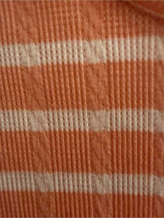 croft & barrow Peach and White Striped Long-Sleeve Tee Perite Large