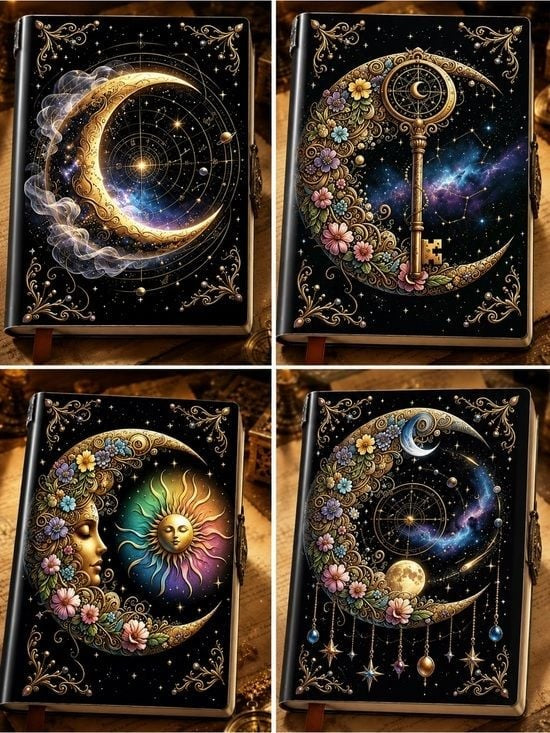 Moon & Sun Floral Journal Hardcover – Multicolor